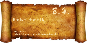 Badar Henrik névjegykártya